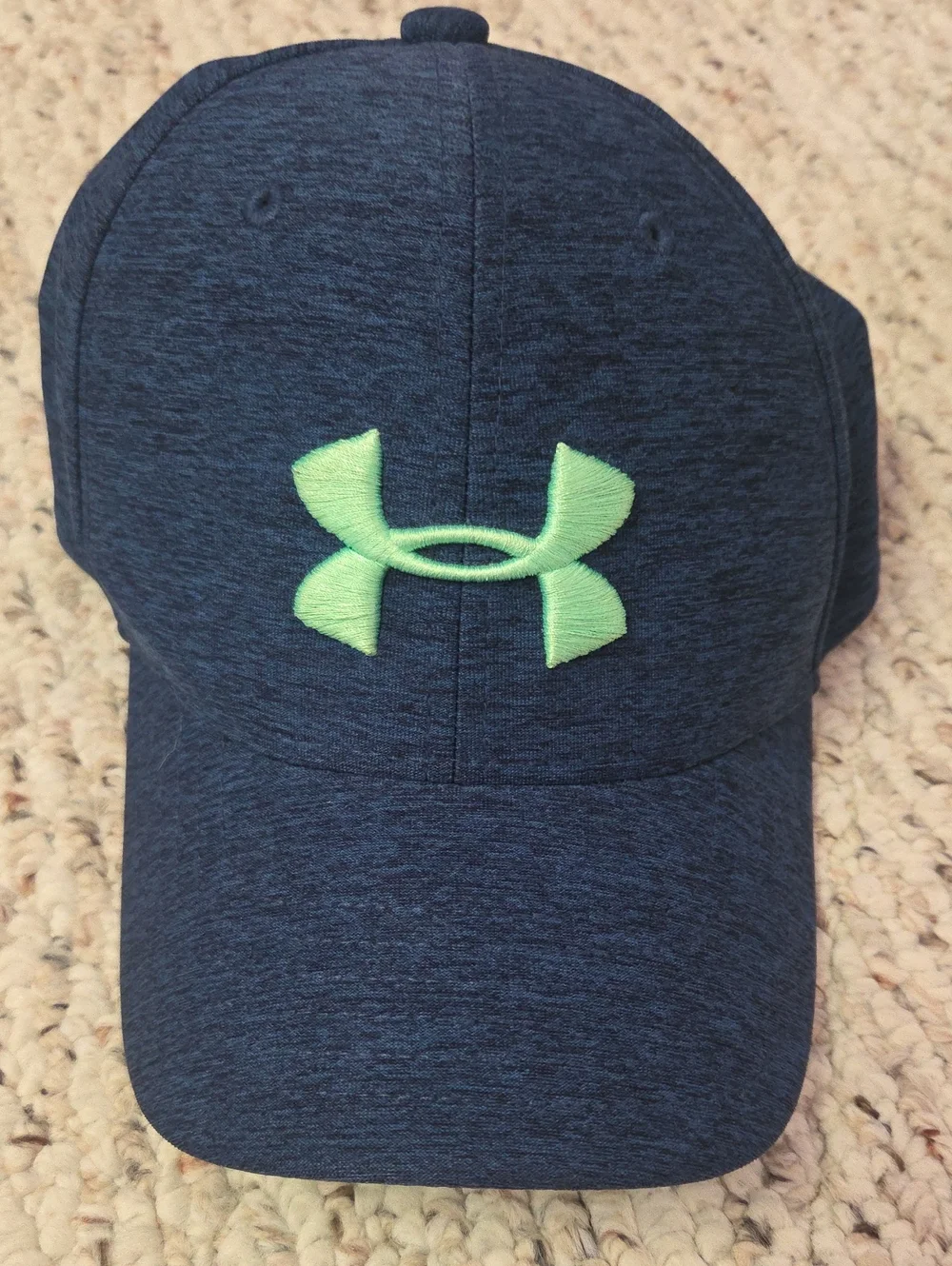 Under Armour Navy Heather Cap with Lime Green Logo - Youth S/M